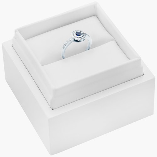 Pierścionek Heart of the Ocean: białe złoto, niebieski szafir